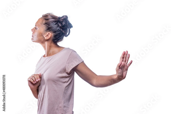 Obraz Annoyed woman asks not to be spoken to