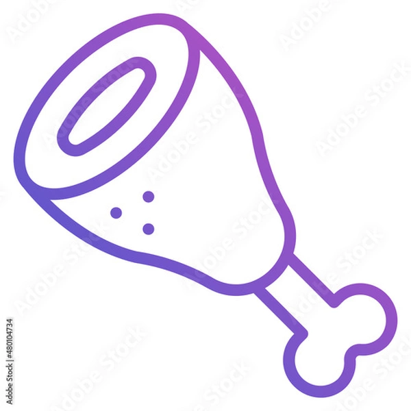 Obraz Chicken Leg line gradient icon