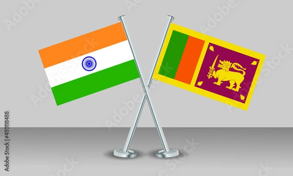 Obraz Crossed flags of Sri Lanka and India. Official colors. Correct proportion. Banner design