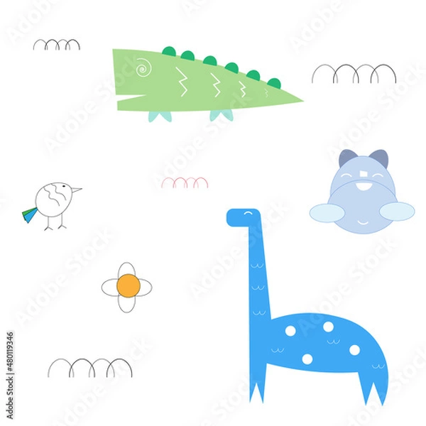 Obraz Cut animal seamless pattern.Vector illustration.