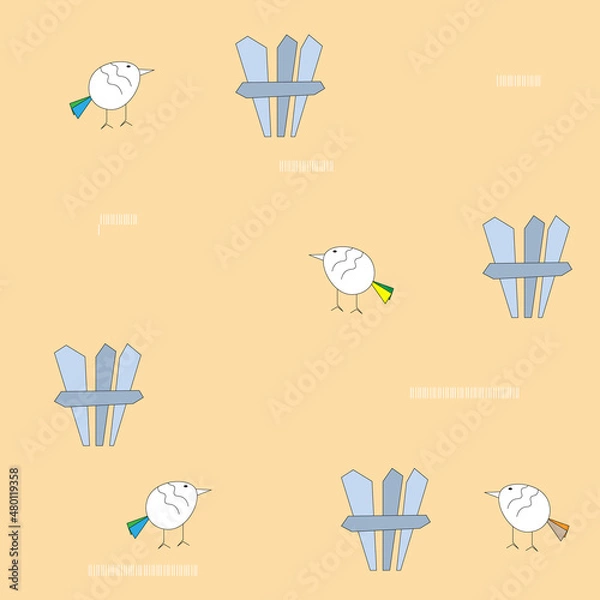 Fototapeta chicken seamless pattern.Vector illustration.