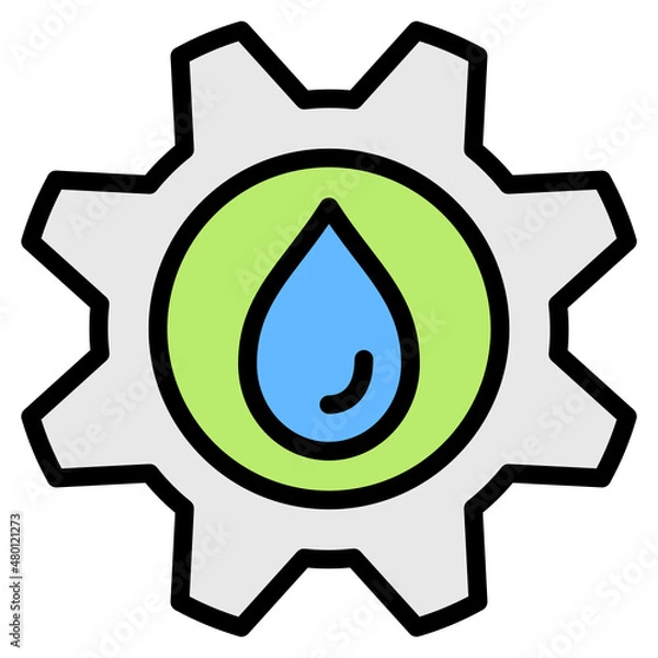 Fototapeta Hydro Water Energy filled line color icon