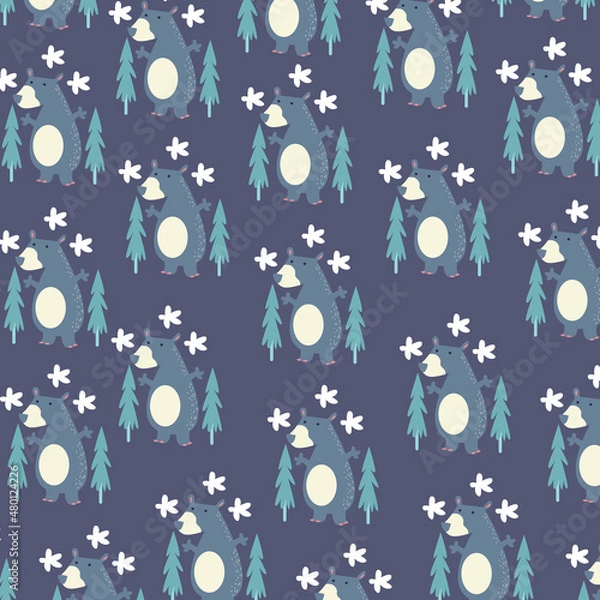 Fototapeta illustration graphic seamless pattern abstract cute happy bear cartoon premium vector
for kids and baby. Print on t shirts, fabric, linen, textile and wallpaper background