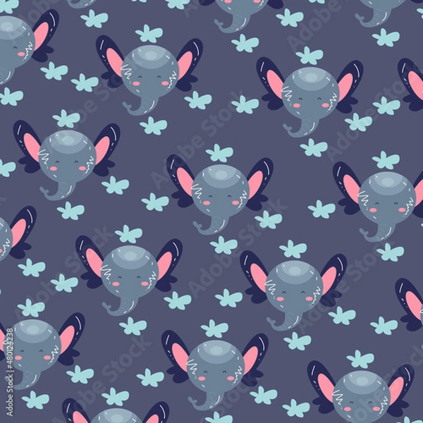 Fototapeta Illustration graphic seamless pattern abstract adorable cute elephant cartoon premium vector 
for kids and baby. Print on cloth, fabric, linen, textile and wallpaper background