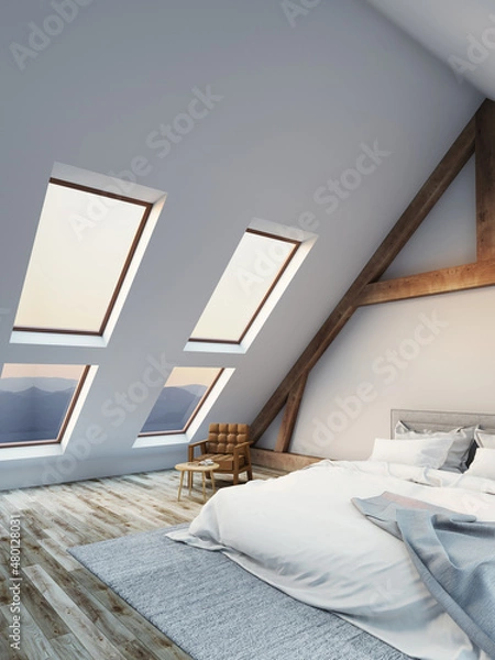 Obraz Loft style attic bedroom