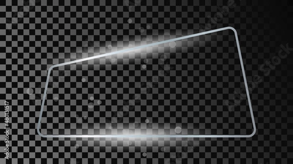 Obraz Silver glowing trapezoid shape frame with sparkles