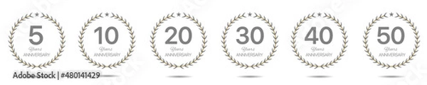 Obraz Anniversary Grey laurel wreath label set Vector