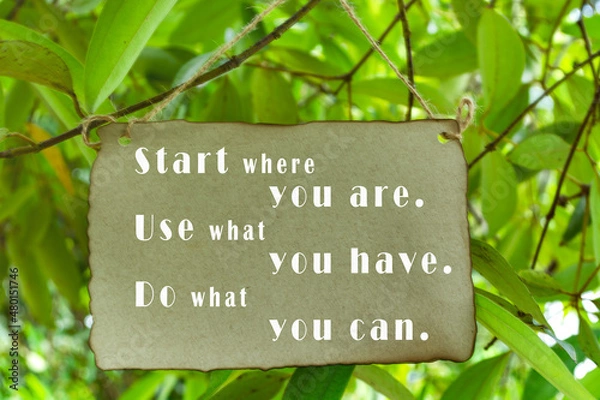 Fototapeta Inspirational and motivational quote on tree background