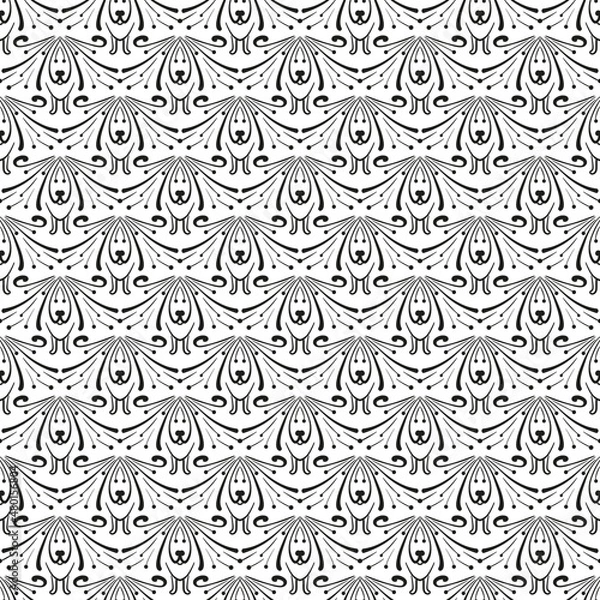 Obraz Abstract one-color seamless pattern of various elements