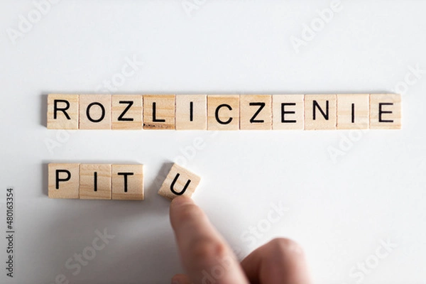 Fototapeta Rozliczenie PIT, słowa z literek na jednolitym tle