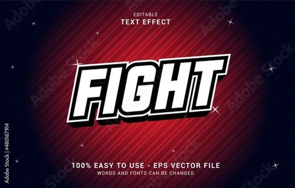 Fototapeta editable text effect, Fight style