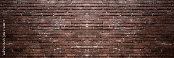 Obraz Old vintage retro style red color bricks wall for abstract panorama brick background and texture.