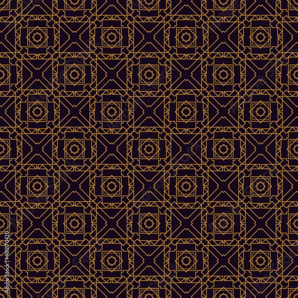Obraz Seamless art deco texture located on a dark purple background. Geometric seamless pattern in Art Deco style.
