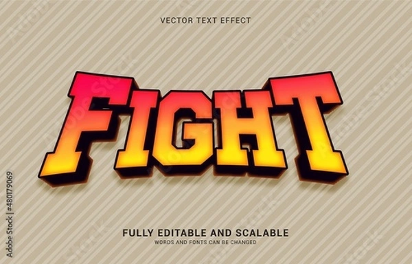 Fototapeta editable text effect, Fight style