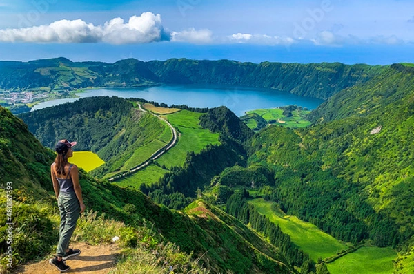 Obraz Piękny krajobraz siedmiu miast jezioro na wyspie Sao Miguel Island Azores