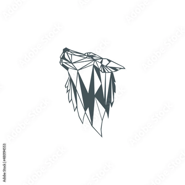 Obraz black and white fox head  logo 