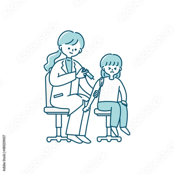 Fototapeta 予防接種を受ける子どものイラスト