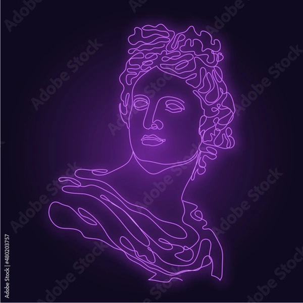 Fototapeta man neon line silhouette apollon