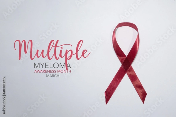 Fototapeta Banner with Multiple Myeloma Awareness Realistic Ribbon