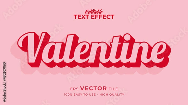 Fototapeta Editable text style effect - valentine text in style theme