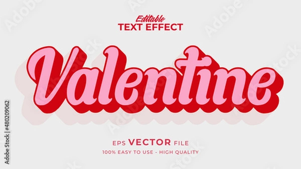 Fototapeta Editable text style effect - valentine text in style theme
