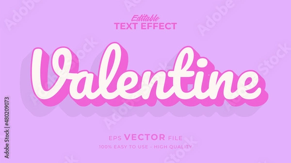 Fototapeta Editable text style effect - valentine text in style theme