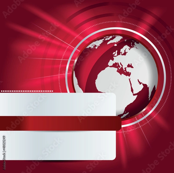 Obraz Abstract vector background with red globe