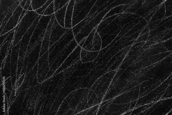 Fototapeta White scratches on rough black concrete wall surface for texture background