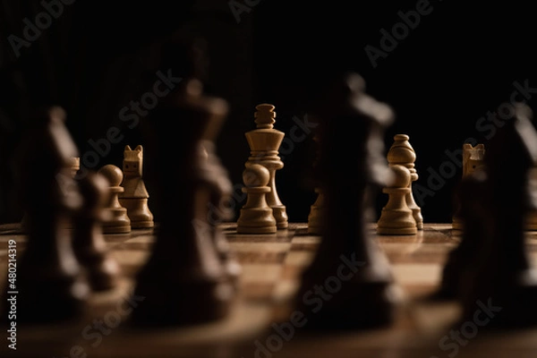 Fototapeta Wooden Chess Board and Pieces