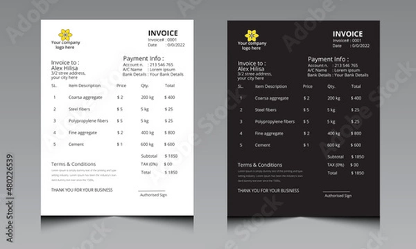 Fototapeta modern invoice design template 2022.