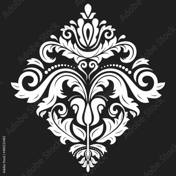 Fototapeta Elegant vintage vector square ornament in classic style. Abstract traditional black and white pattern with oriental elements. Classic vintage pattern