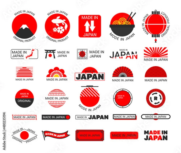Obraz Made in Japan. Collection of Japanese logos and stickers.