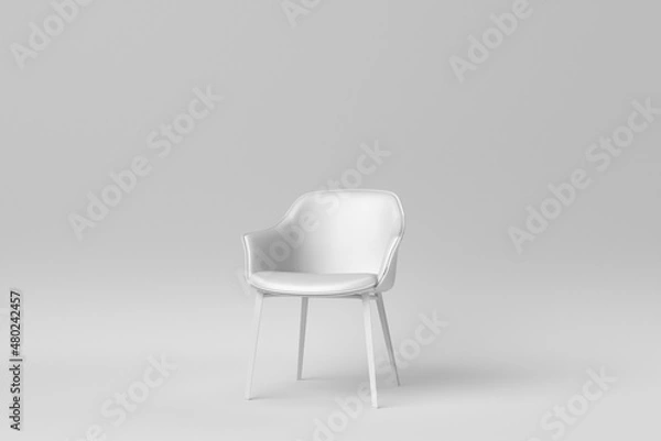 Fototapeta White modern chair on white background. minimal concept. 3D render.