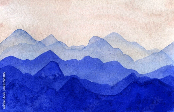 Obraz Watercolor abstract landscape in minimalistic boho style. Aesthetic Background.