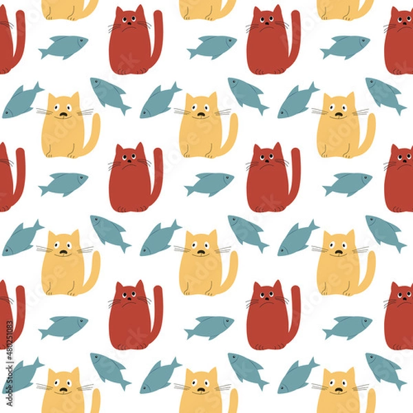 Fototapeta seamless pattern with cats