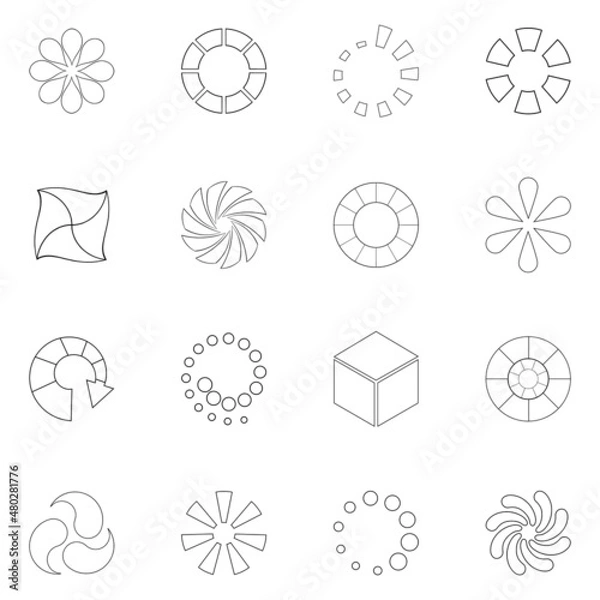 Fototapeta Download status set icons in outline style isolated on white background