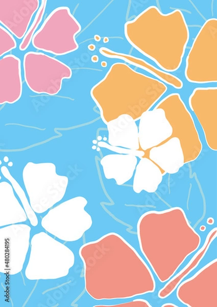 Obraz ハイビスカス　イラスト素材 - hibiscus illustration