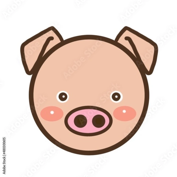 Obraz 動物のかわいいイラスト素材　ブタ