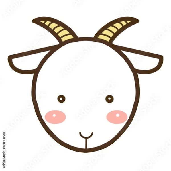 Obraz 動物のかわいいイラスト素材　ヤギ