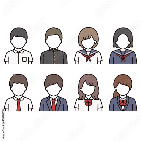 Obraz 学生服 高校生 中学生 アイコン イラスト