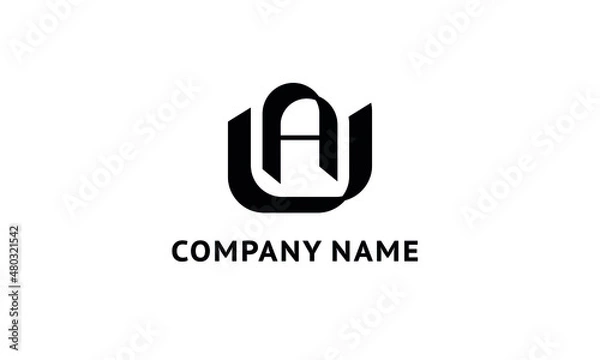 Fototapeta Initial letter UA or AU abstract monogram vector logo template
