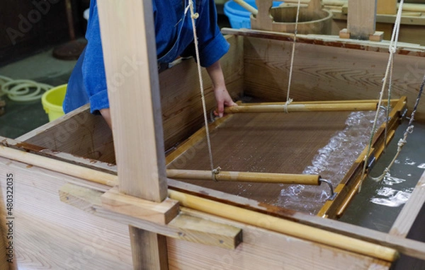 Obraz 和紙を漉く職人