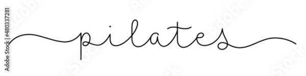 Fototapeta PILATES black vector monoline calligraphy banner with swashes
