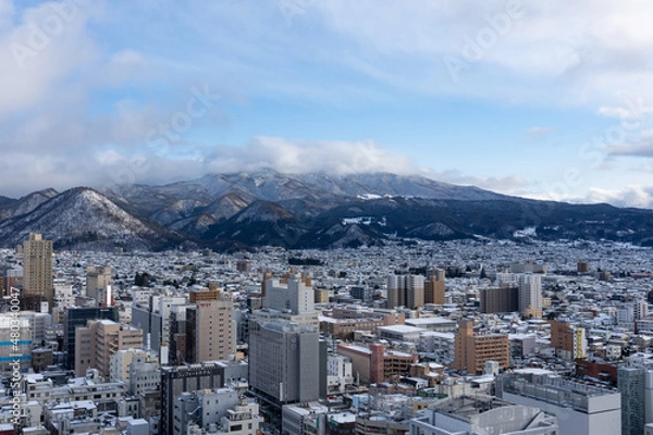 Obraz 冬の山形市内と蔵王