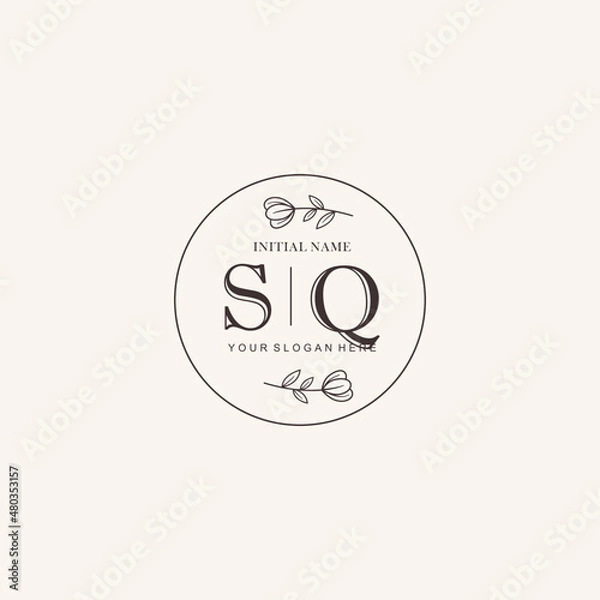 Obraz Initial letter SQ beauty handwriting logo vector