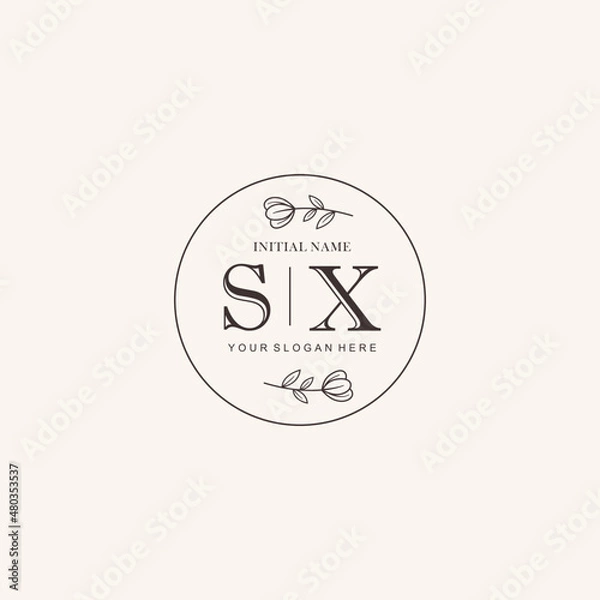 Obraz Initial letter SX beauty handwriting logo vector