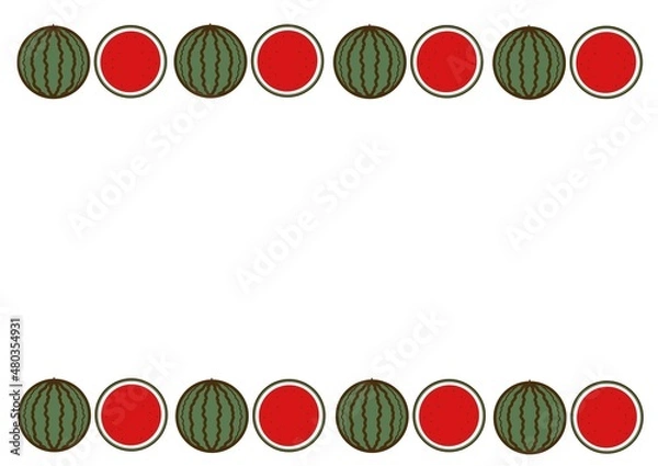 Obraz かわいいスイカのイラスト　フレーム素材