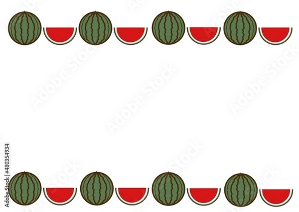 Obraz かわいいスイカのイラスト　フレーム素材