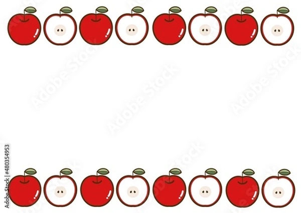Obraz かわいいリンゴのイラスト　フレーム素材