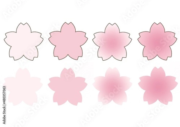 Obraz シンプルでかわいい桜の花のイラスト　花芯なし
